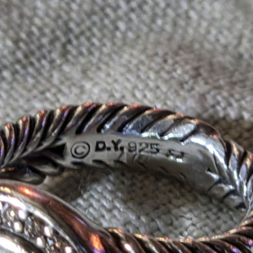 David Yurman Petite Cerise Ring in Blue Topaz & Diamonds, SS, Size 4.5 - Picture 13 of 15